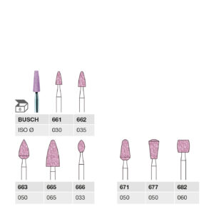 661 030 HP, 662 035 HP, 663 050 HP, 665 065 HP, 666 033 HP, 671 050 HP, 677 050 HP, 682 060 HP HIGH-GRADE CORUNDUM, PINK ABRASIVES