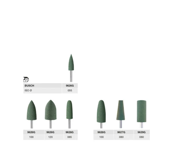 9626G 055 HP, 9626G 100 HP, 9626G 120 HP, 9627G 080 HP, 9628G 065 HP, 9628G 100 HP, 9629G 080 HP POLISHER SMOOTHING GREEN, COARSE